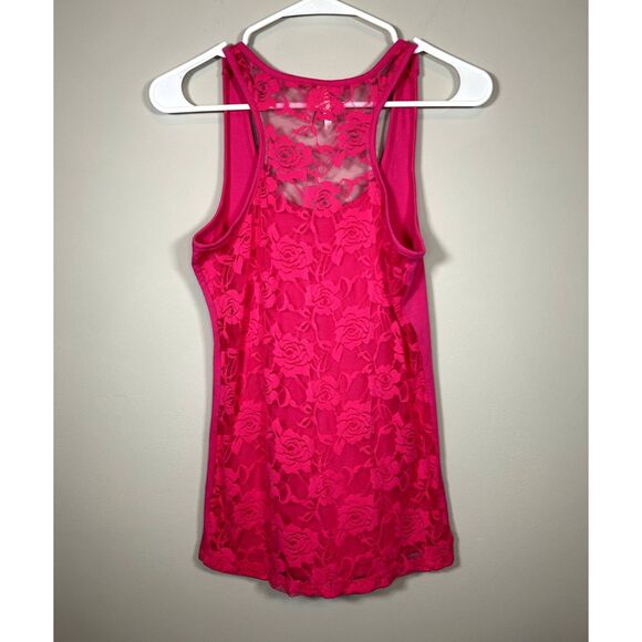 hot pink lace back tank - Picture 2 of 2